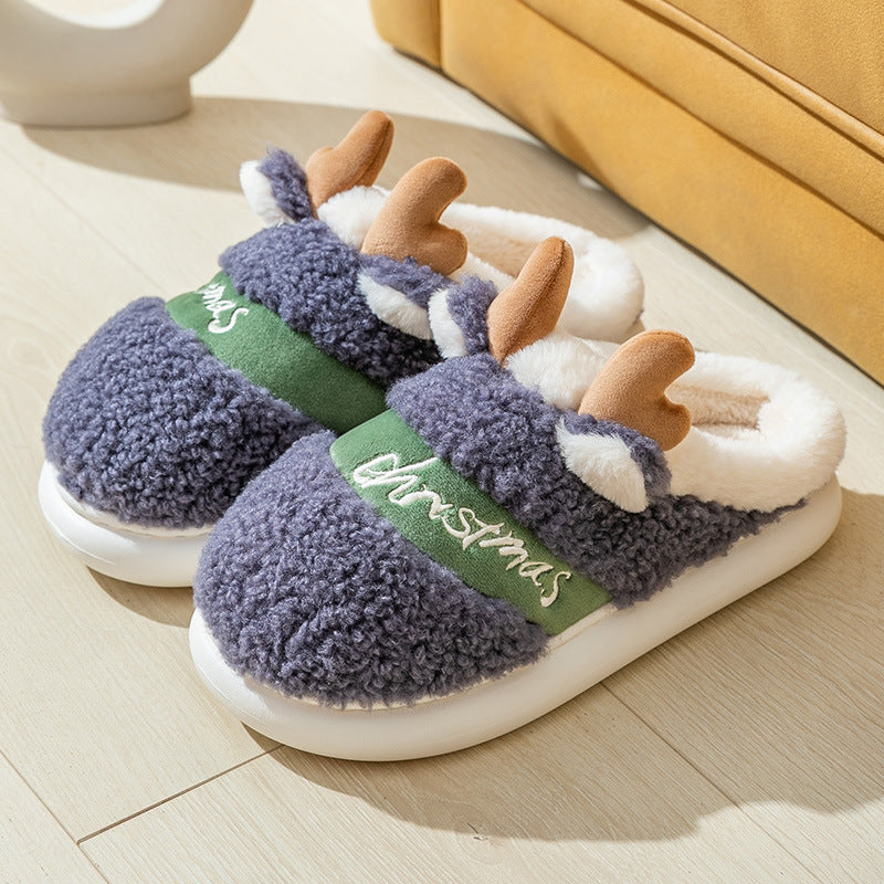 Elk Christmas Winter Home Slippers - LIYAH MARKET