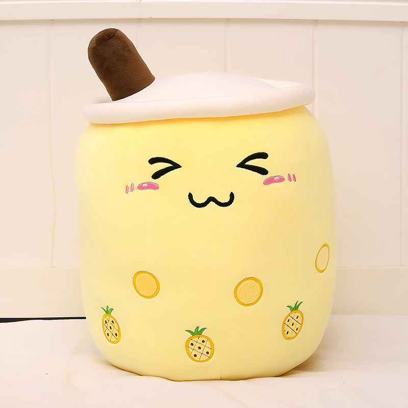 Cute Fruit Drink Plush – Soft Strawberry Milk Tea Boba Pillow Toy - LIYAH MARKET