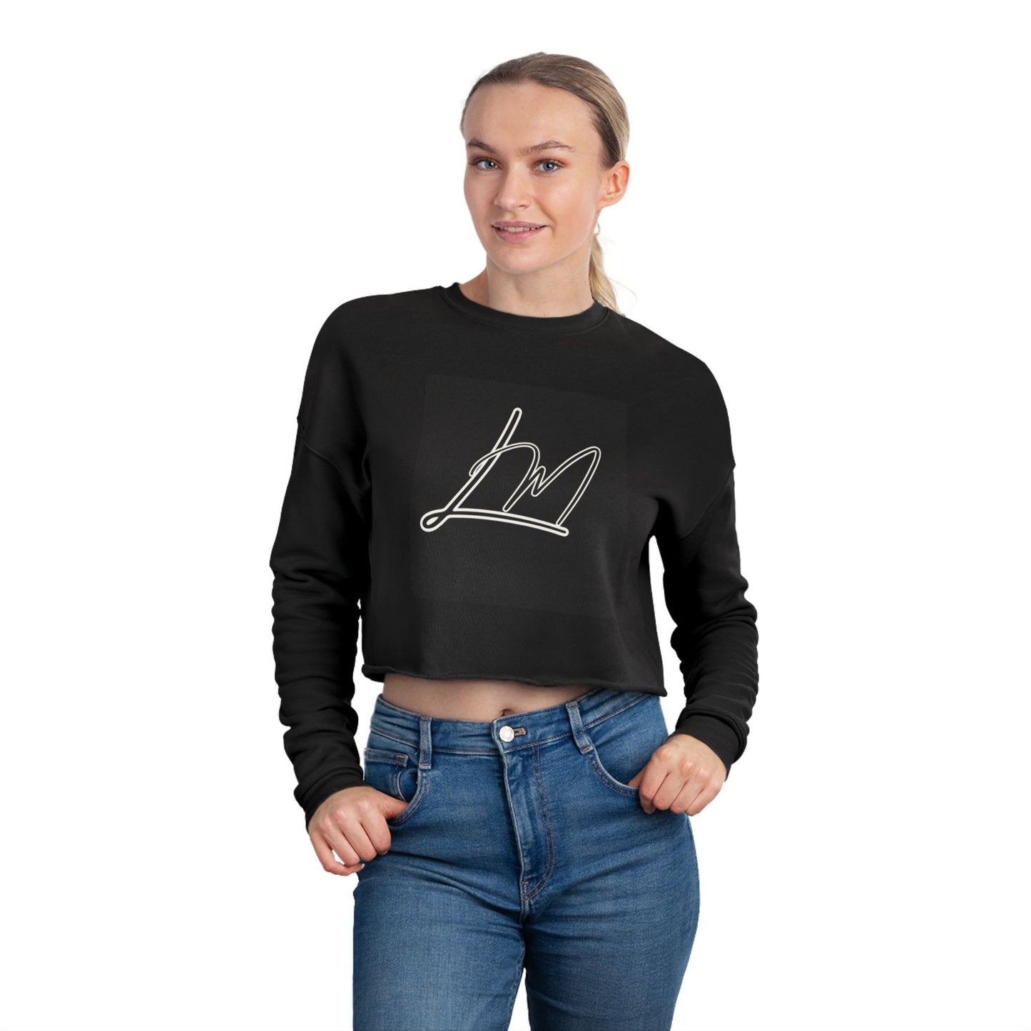 Chic Black Cropped Sweatshirt with Modern Design - LIYAH MARKET