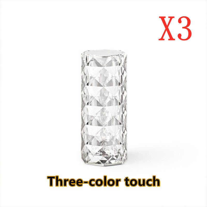 Nordic Crystal Lamp USB Table Lamps Bedroom Touch Dimming Atmosphere Diamond Night Light Rose Projector Lamp Decor - LIYAH MARKET