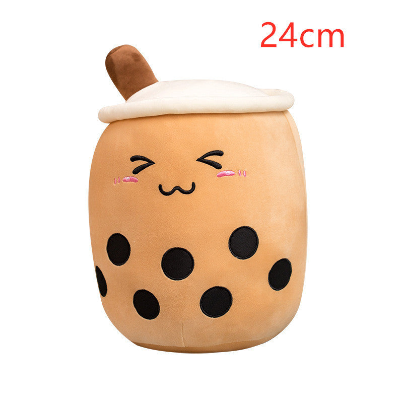 Cute Fruit Drink Plush – Soft Strawberry Milk Tea Boba Pillow Toy - LIYAH MARKET