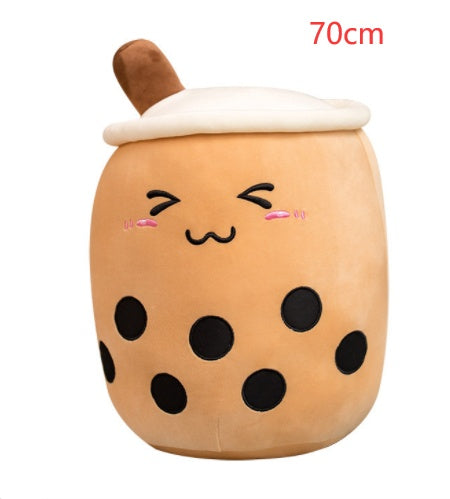 Cute Fruit Drink Plush – Soft Strawberry Milk Tea Boba Pillow Toy - LIYAH MARKET