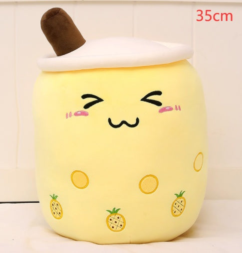 Cute Fruit Drink Plush – Soft Strawberry Milk Tea Boba Pillow Toy - LIYAH MARKET