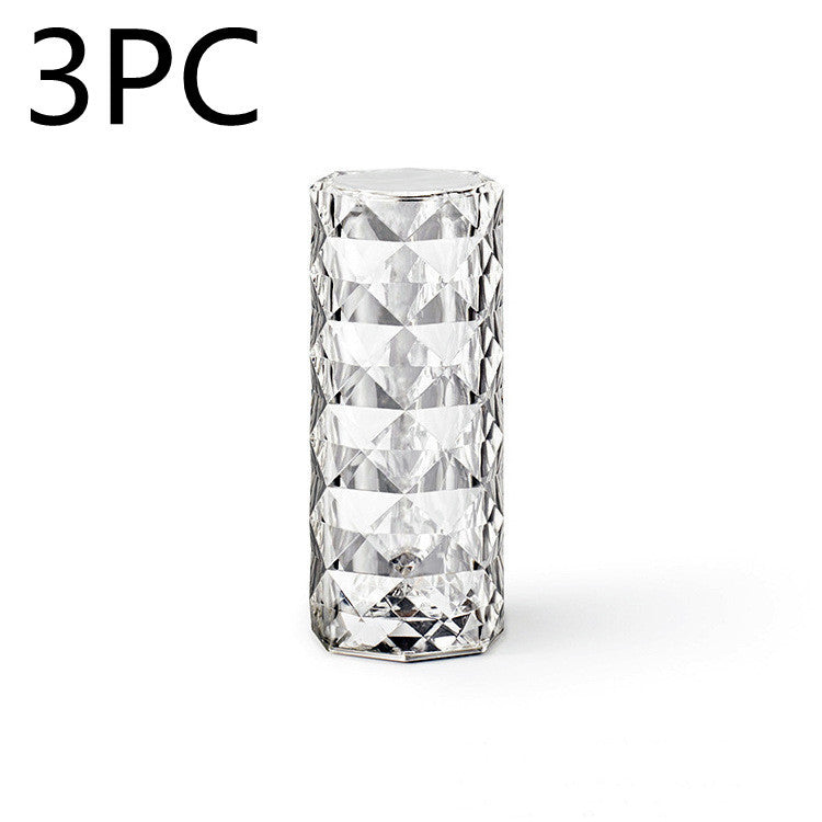 Nordic Crystal Lamp USB Table Lamps Bedroom Touch Dimming Atmosphere Diamond Night Light Rose Projector Lamp Decor - LIYAH MARKET