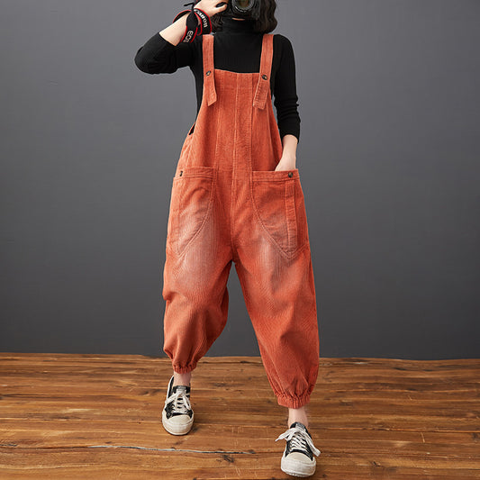 Corduroy Plus Size Pocket Overalls - LIYAH MARKET