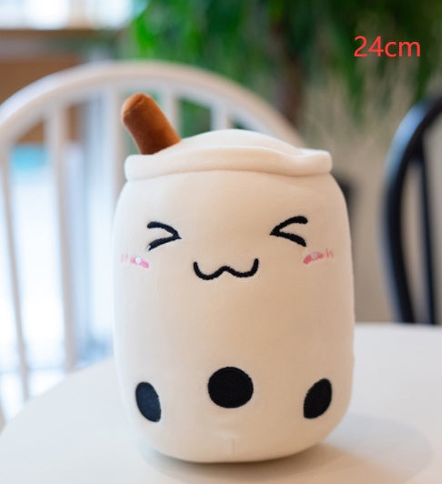 Cute Fruit Drink Plush – Soft Strawberry Milk Tea Boba Pillow Toy - LIYAH MARKET