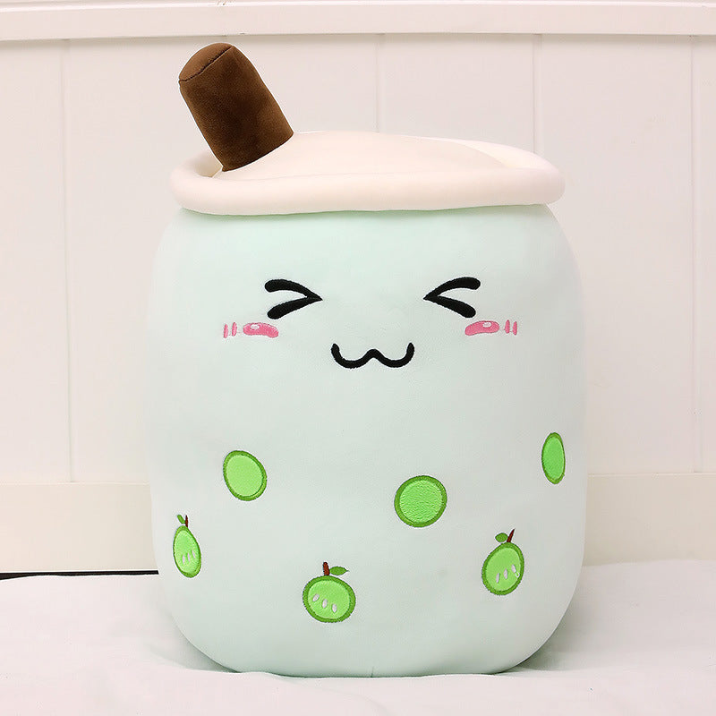 Cute Fruit Drink Plush – Soft Strawberry Milk Tea Boba Pillow Toy - LIYAH MARKET