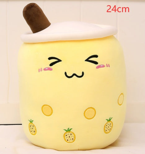 Cute Fruit Drink Plush – Soft Strawberry Milk Tea Boba Pillow Toy - LIYAH MARKET