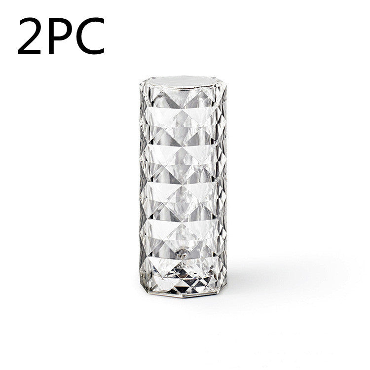 Nordic Crystal Lamp USB Table Lamps Bedroom Touch Dimming Atmosphere Diamond Night Light Rose Projector Lamp Decor - LIYAH MARKET