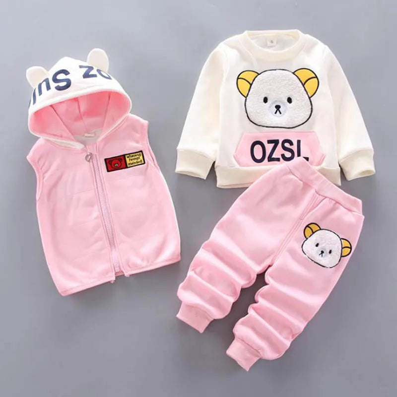 3-Piece Fleece Hoodie Outfit for Baby Boys and Girls - LIYAH MARKET