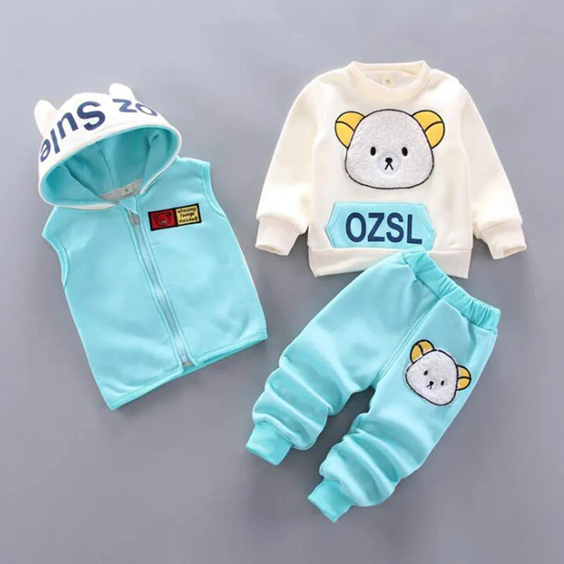 3-Piece Fleece Hoodie Outfit for Baby Boys and Girls - LIYAH MARKET