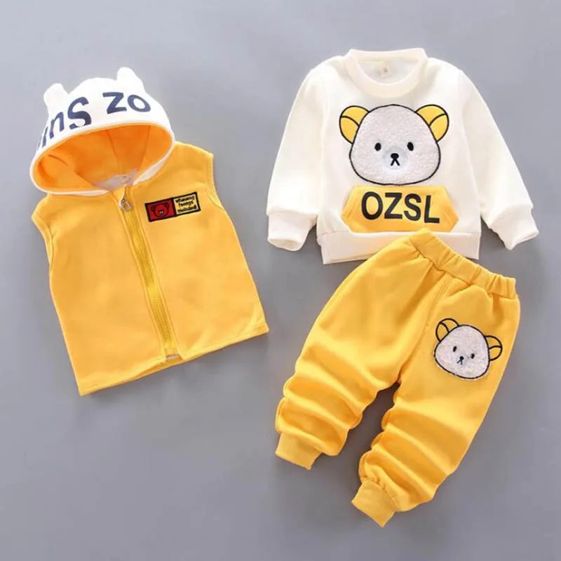 3-Piece Fleece Hoodie Outfit for Baby Boys and Girls - LIYAH MARKET