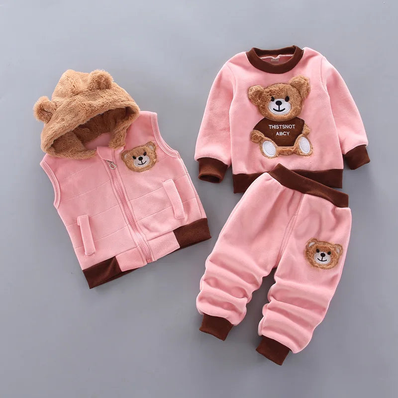 3-Piece Fleece Hoodie Outfit for Baby Boys and Girls - LIYAH MARKET