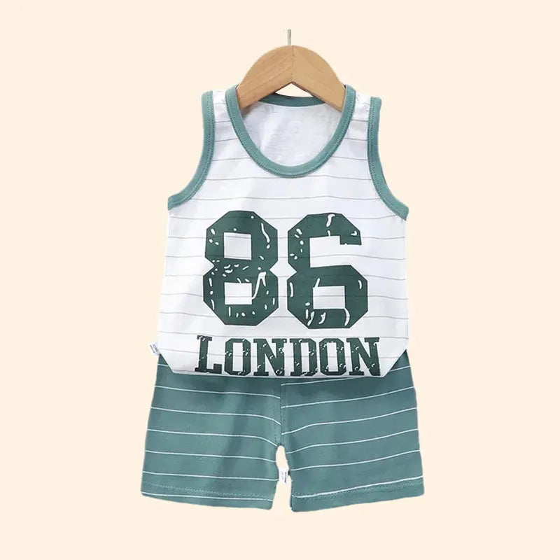 Children Sets Kids Clothes Boys Girls Vest Suit  Summer Children's Clothing baby Cotton T-Shirts Shorts Tank Top Sleeveless - LIYAH MARKET