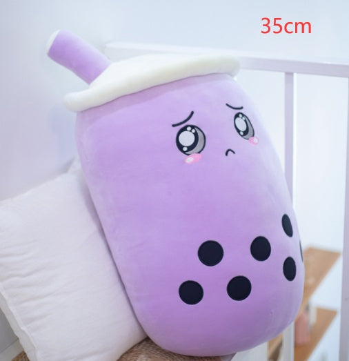 Cute Fruit Drink Plush – Soft Strawberry Milk Tea Boba Pillow Toy - LIYAH MARKET