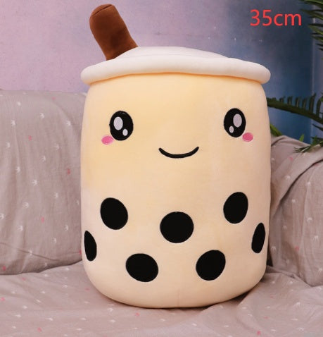 Cute Fruit Drink Plush – Soft Strawberry Milk Tea Boba Pillow Toy - LIYAH MARKET