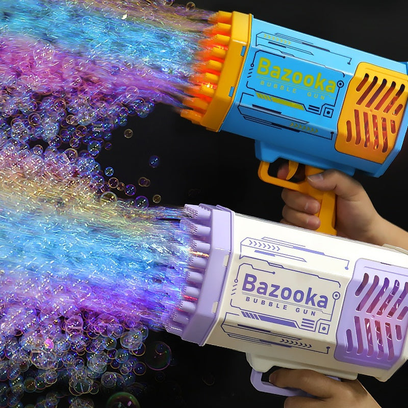 Bubble Gun Rocket 69 Holes Soap Bubbles Machine with Light