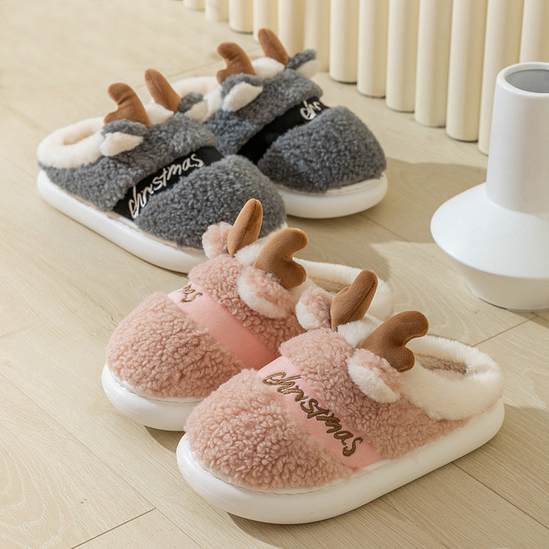 Elk Christmas Winter Home Slippers - LIYAH MARKET