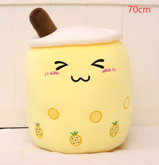 Cute Fruit Drink Plush – Soft Strawberry Milk Tea Boba Pillow Toy - LIYAH MARKET