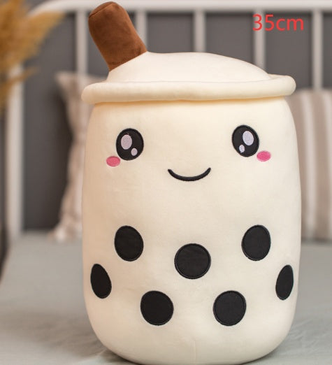 Cute Fruit Drink Plush – Soft Strawberry Milk Tea Boba Pillow Toy - LIYAH MARKET