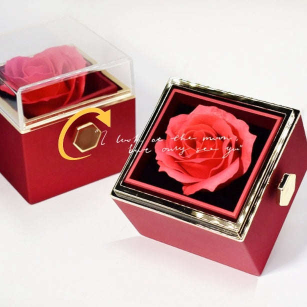 Rotating Soap Flower Rose Gift Box – Creative Rose Jewelry Packaging Box for Valentine’s Day Gift for Women