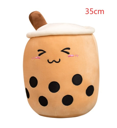 Cute Fruit Drink Plush – Soft Strawberry Milk Tea Boba Pillow Toy - LIYAH MARKET