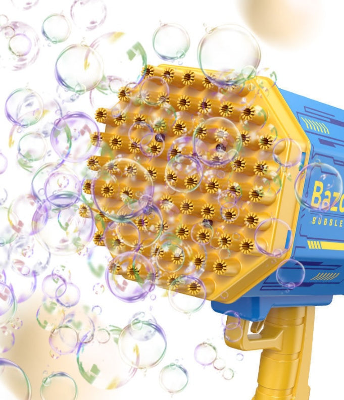 Bubble Gun Rocket 69 Holes Soap Bubbles Machine with Light