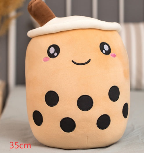 Cute Fruit Drink Plush – Soft Strawberry Milk Tea Boba Pillow Toy - LIYAH MARKET