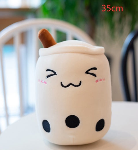 Cute Fruit Drink Plush – Soft Strawberry Milk Tea Boba Pillow Toy - LIYAH MARKET